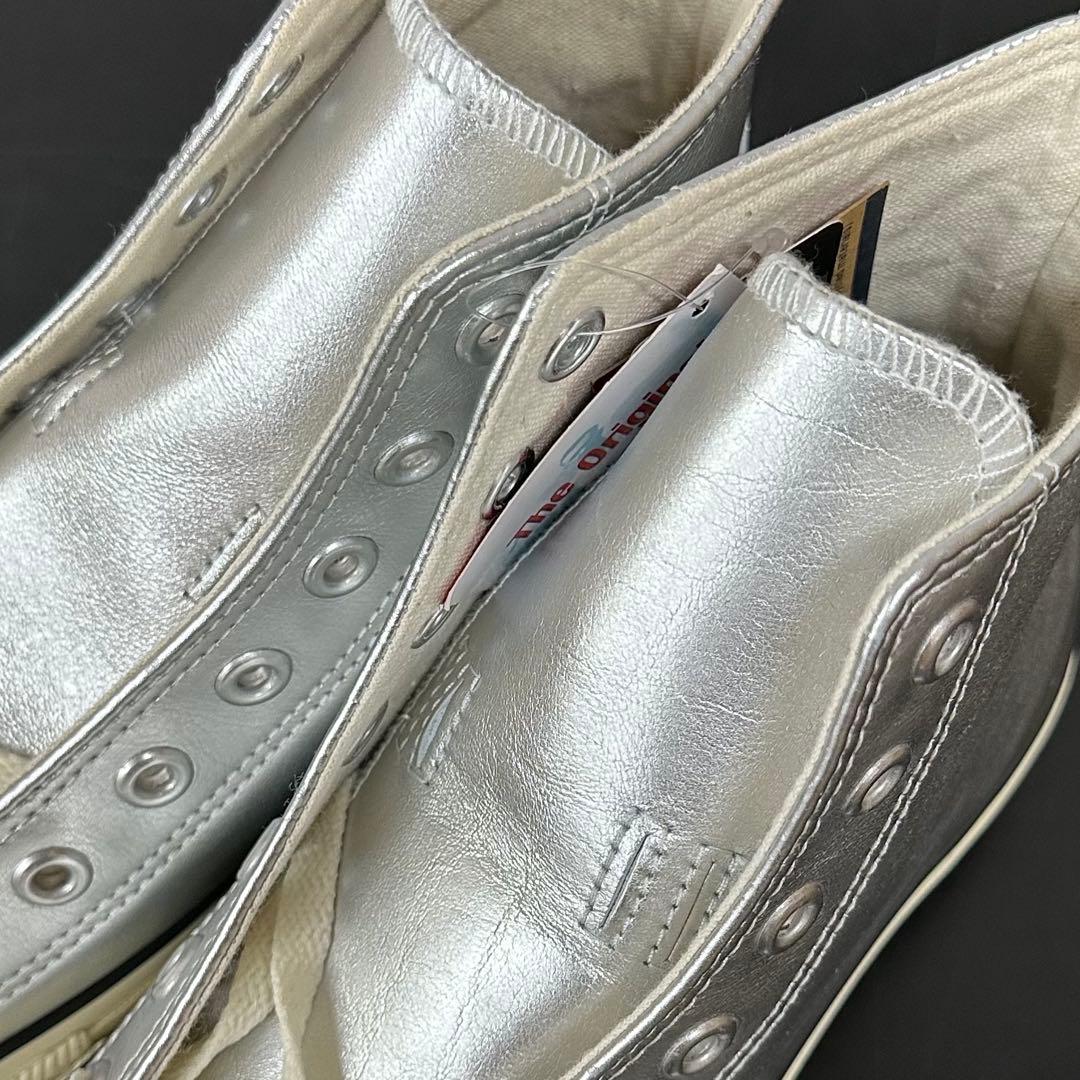 コンバース レザー オールスター R ハイ 23.5cm USA4.5 シルバー