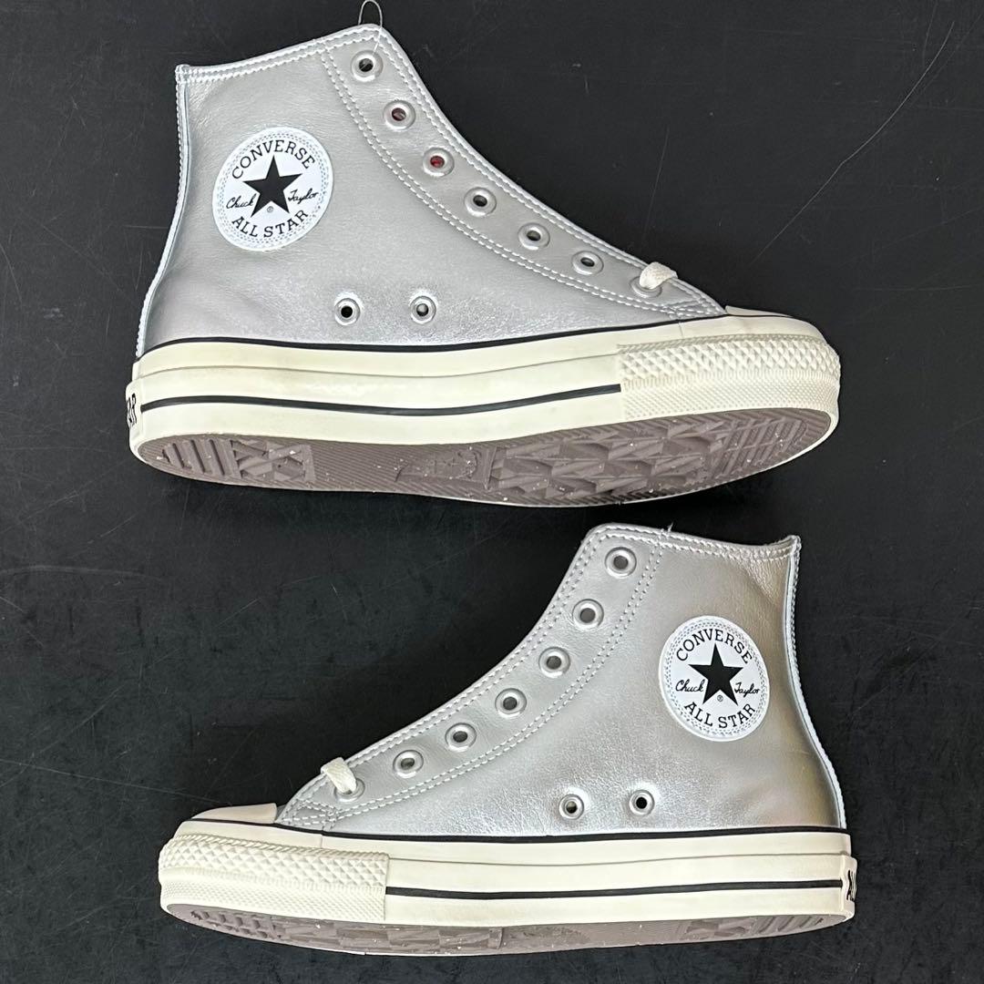 コンバース レザー オールスター R ハイ 23.5cm USA4.5 シルバー