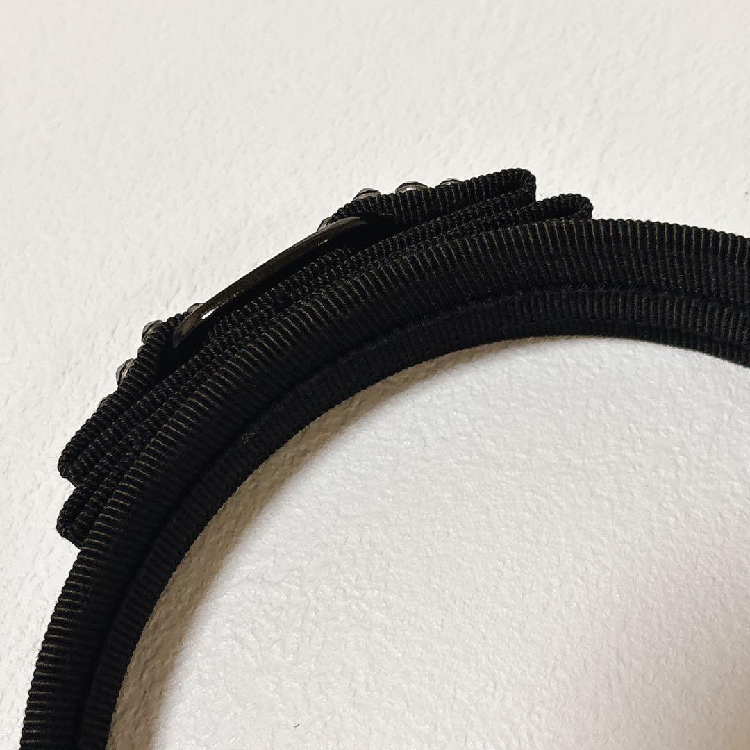 美品✨フェラガモ ヴァラリボン カチューシャ ビジュ ストーン ブラック