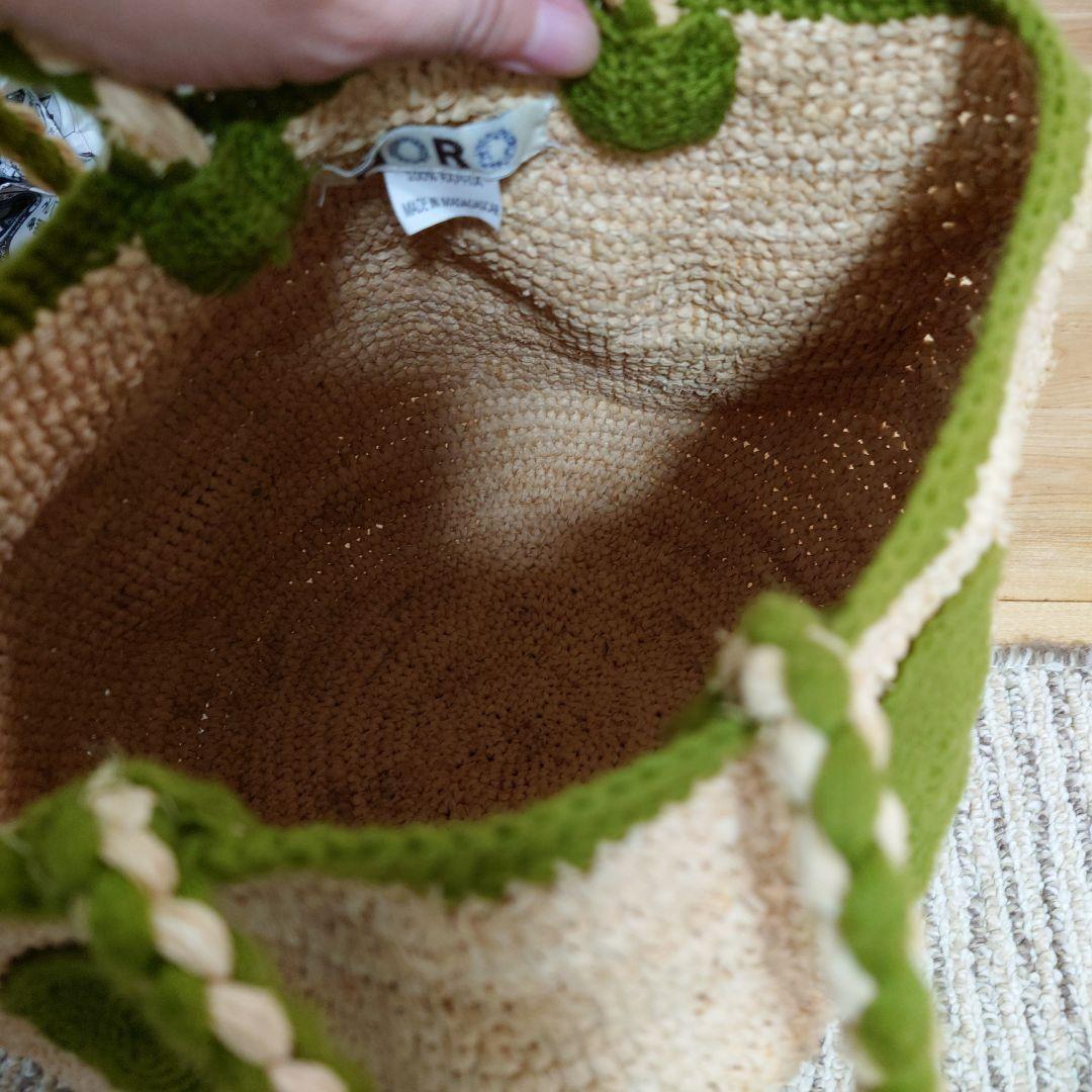 NORO かごバック　ラフィア 　ドット　かごバッグ