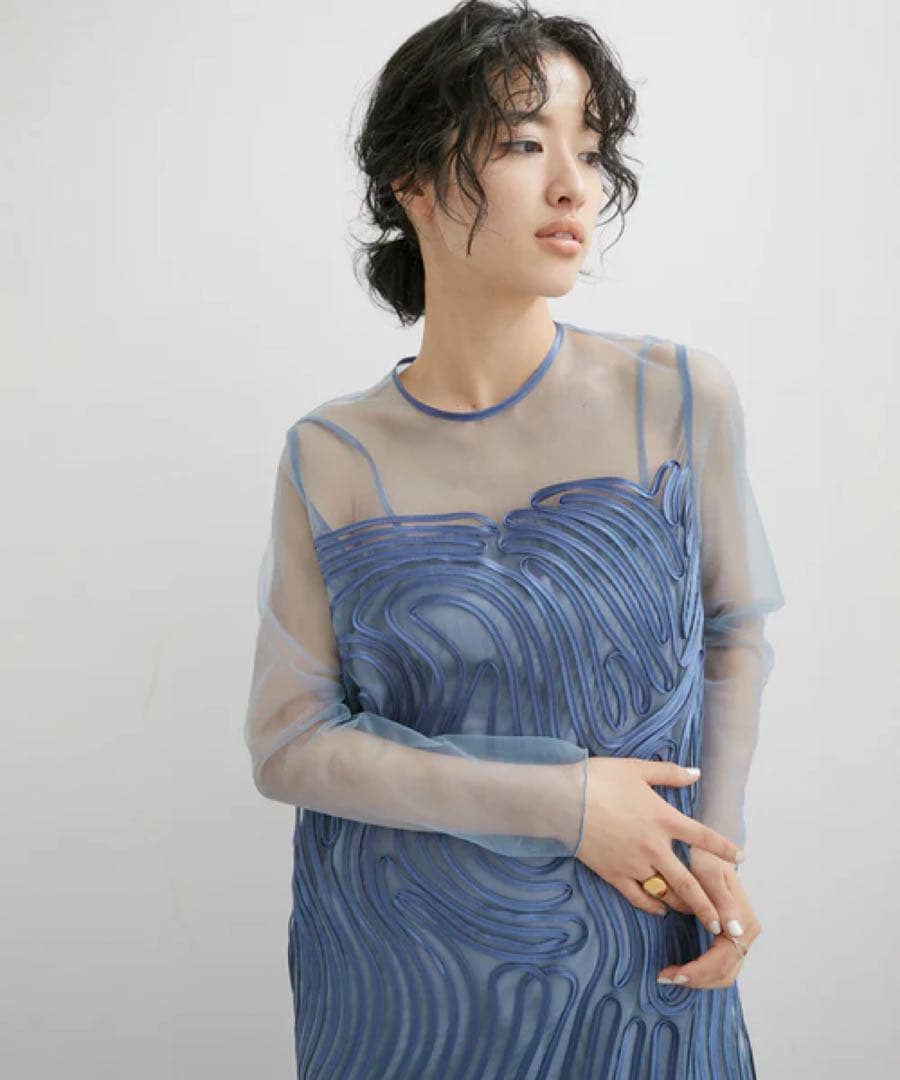 【オケージョン対応】ラインアートシアーワンピース