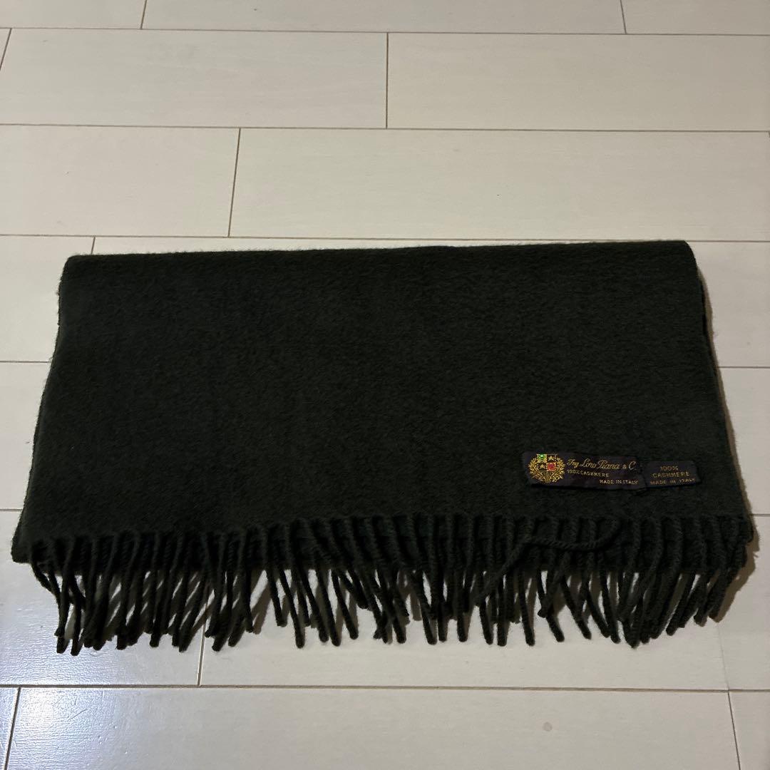 大判 Loro Piana 100%カシミヤ ダークグリーン マフラー イタリア