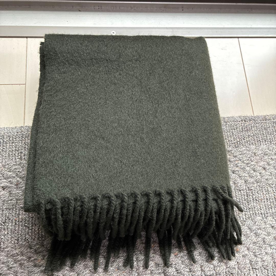 大判 Loro Piana 100%カシミヤ ダークグリーン マフラー イタリア