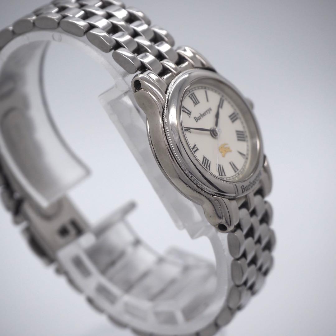 174 稼働 バーバリー レディース 時計 シルバー ホワイト ローマン