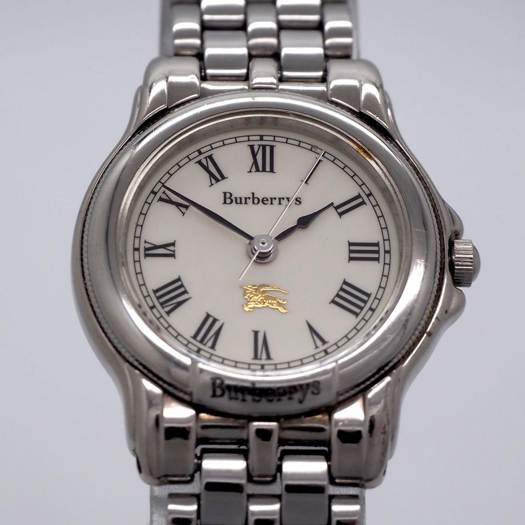 174 稼働 バーバリー レディース 時計 シルバー ホワイト ローマン