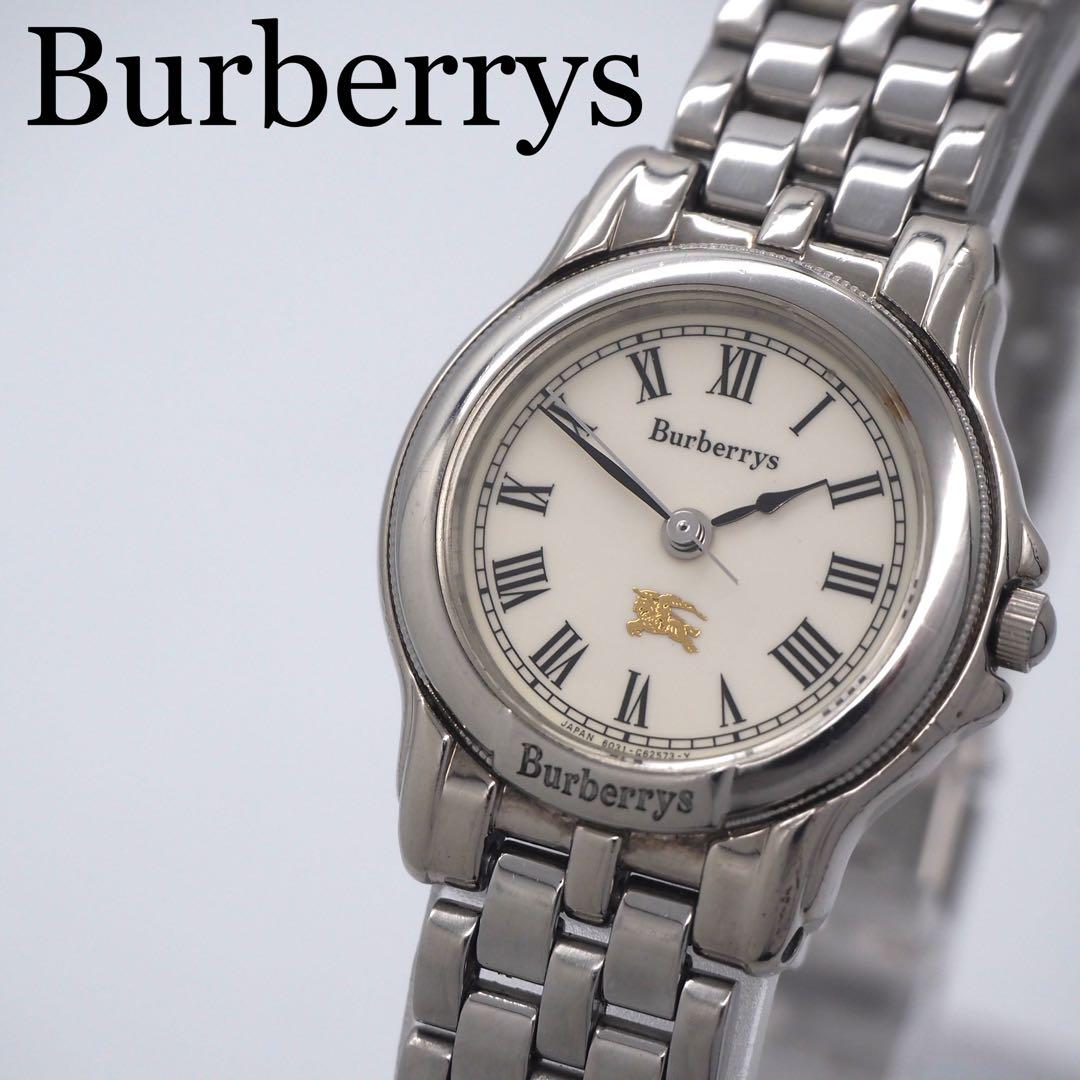 174 稼働 バーバリー レディース 時計 シルバー ホワイト ローマン