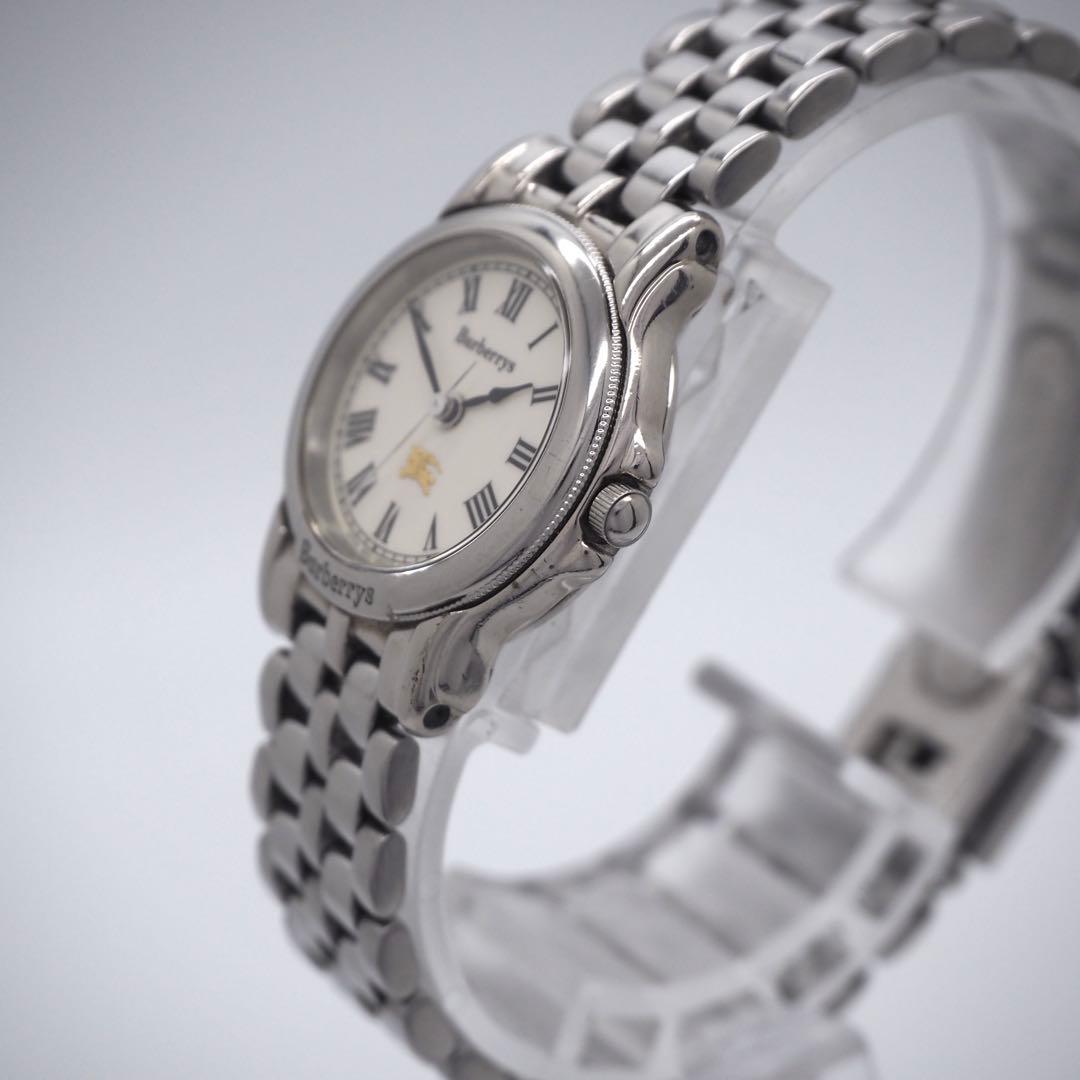 174 稼働 バーバリー レディース 時計 シルバー ホワイト ローマン