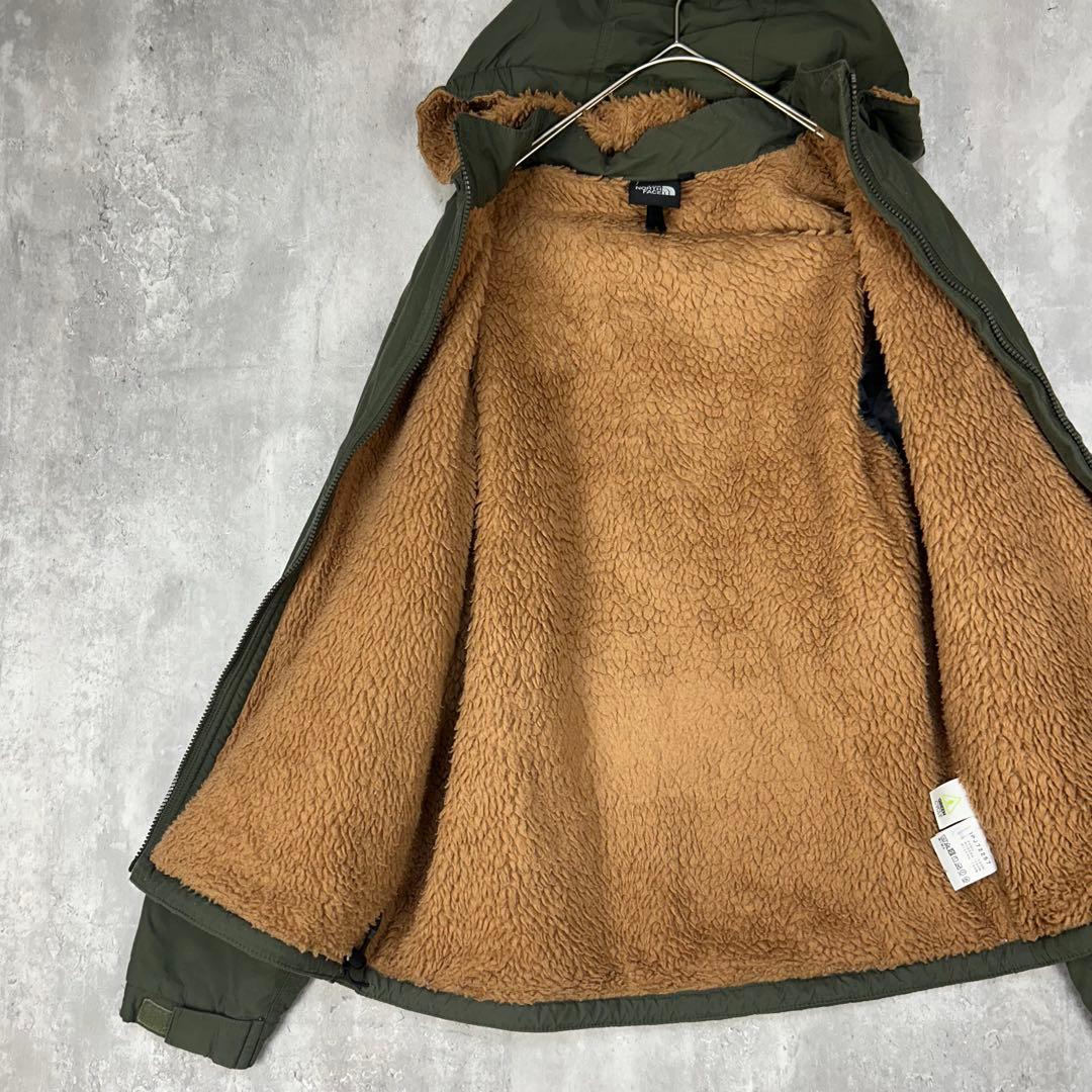 ノースフェイス　150　子供　アウター　カーキ　緑　フード　裏ボア　冬
