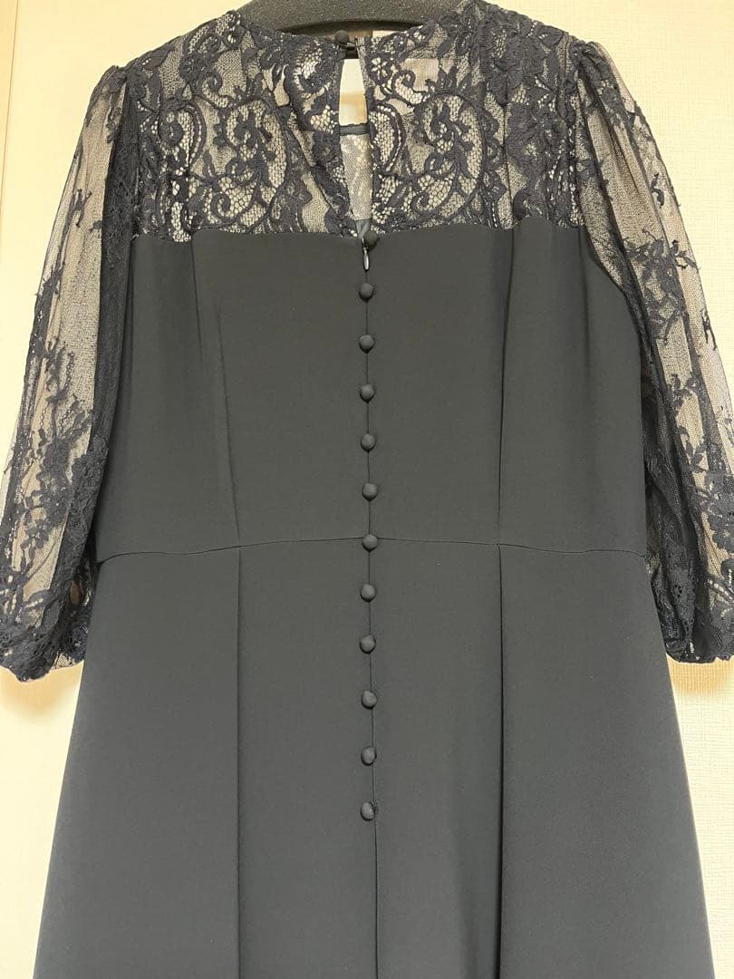 美品◆GIRL レース切り替えパフスリーブ ロングドレスL オケージョン 結婚式