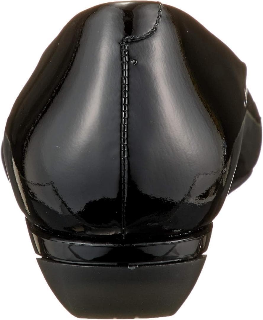 エナメル　パンプス ローヒール機能 アーモンドトゥ 天然皮革　ブラック