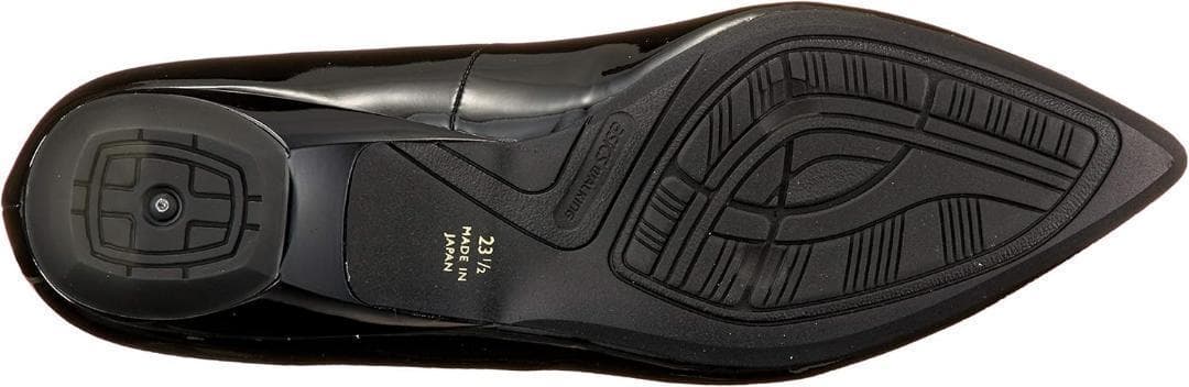 エナメル　パンプス ローヒール機能 アーモンドトゥ 天然皮革　ブラック