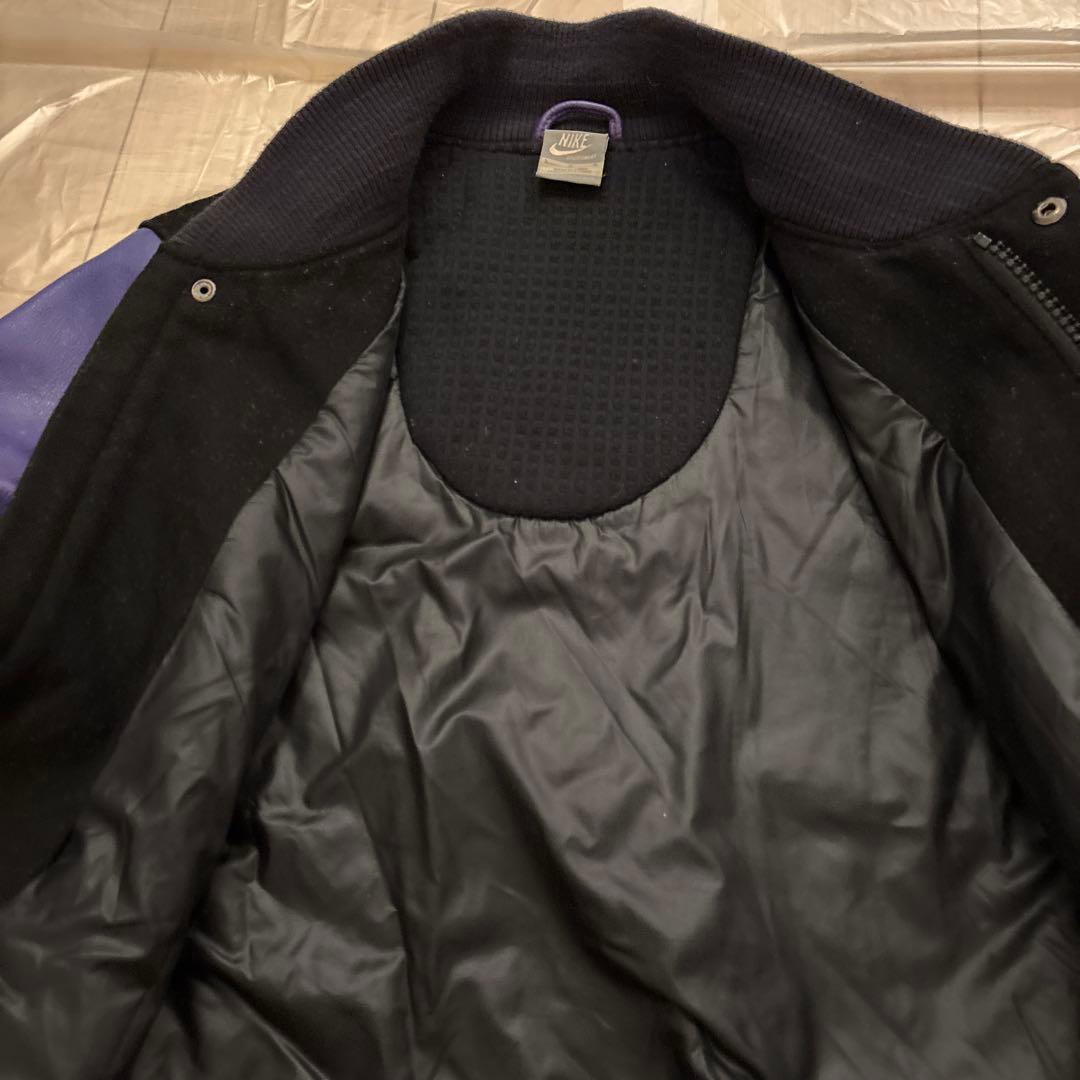 【希少】NIKE スタジャン レザー　ブラック　パープル　ナイキ　袖レザー