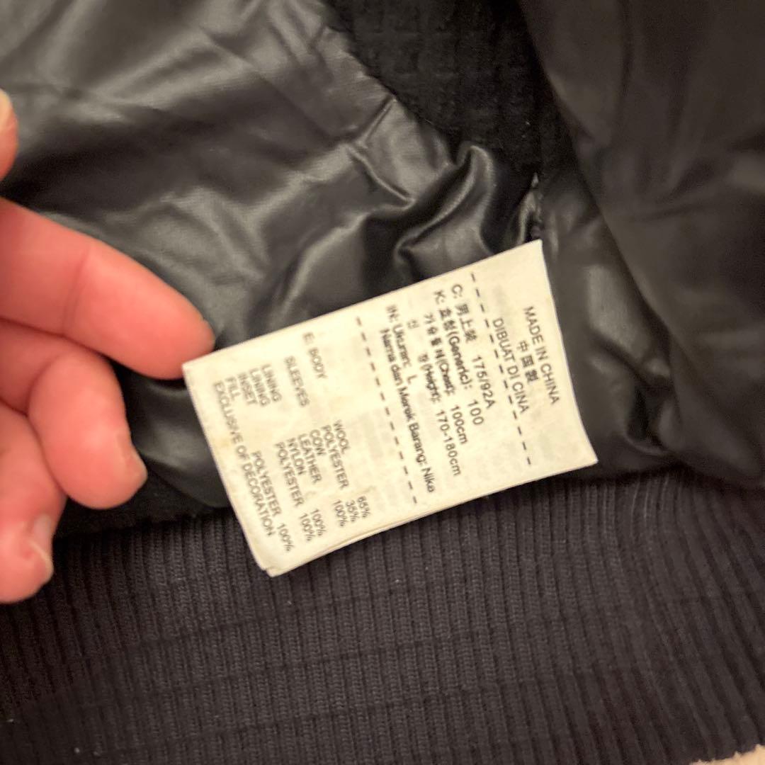 【希少】NIKE スタジャン レザー　ブラック　パープル　ナイキ　袖レザー