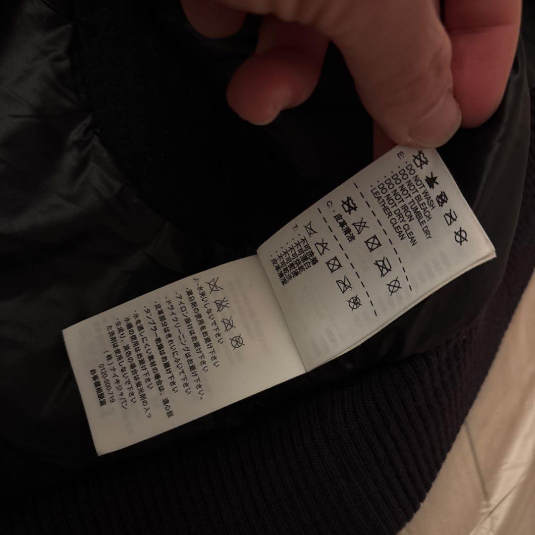 【希少】NIKE スタジャン レザー　ブラック　パープル　ナイキ　袖レザー