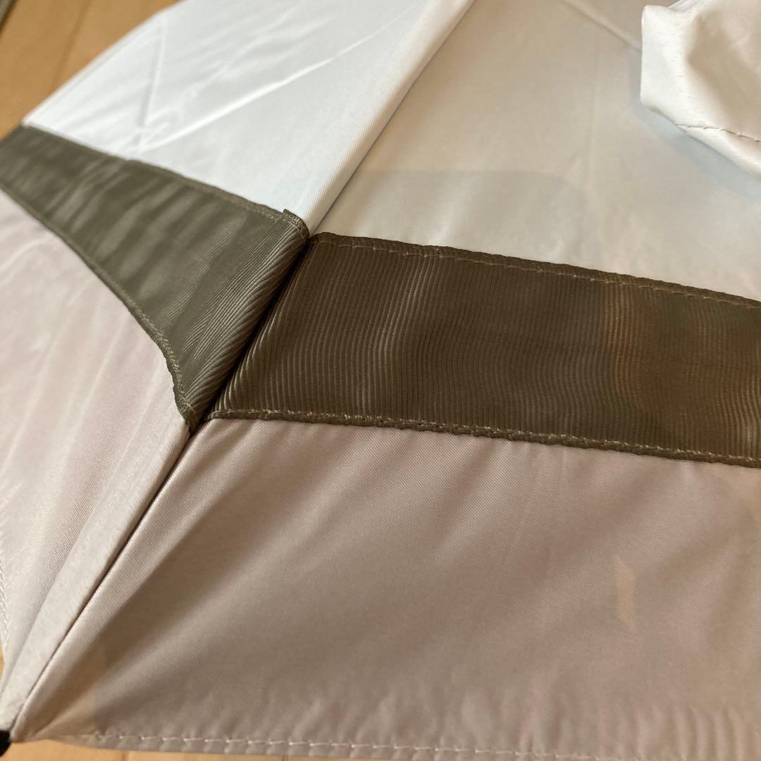 ビューランス　サマーシールド　グログランリボン晴雨兼用の日傘　カーキ×ホワイト