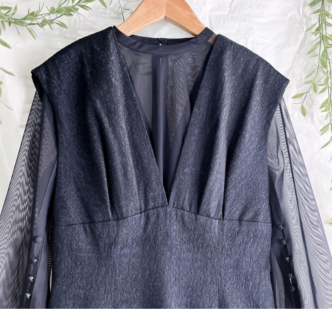 kana 【美品】ジャガード ワンピース チュール トップス 2点セット S