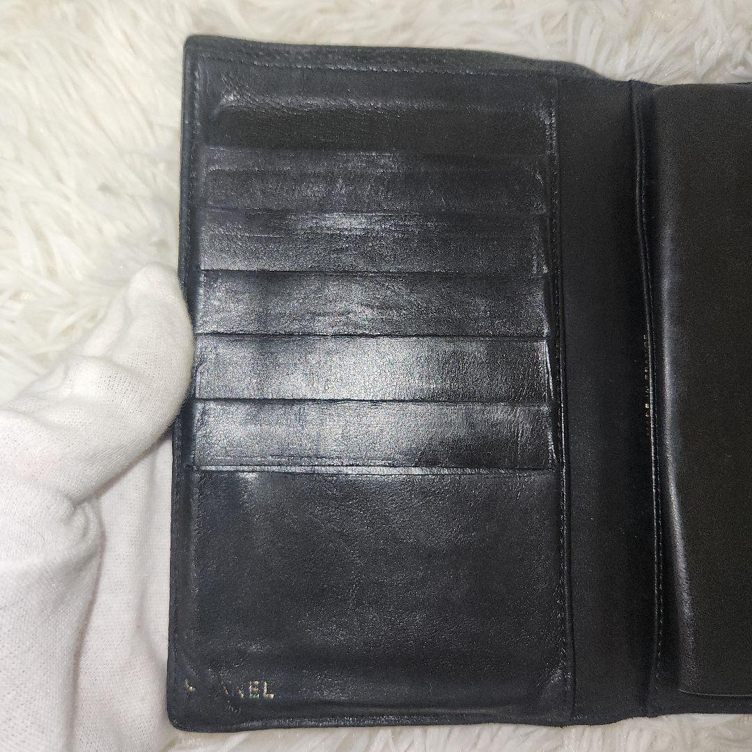 CHANEL シャネル キャビアスキン がま口　長財布　黒