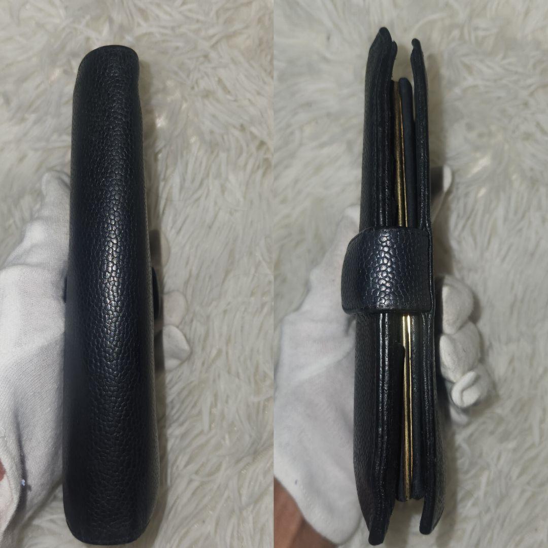 CHANEL シャネル キャビアスキン がま口　長財布　黒