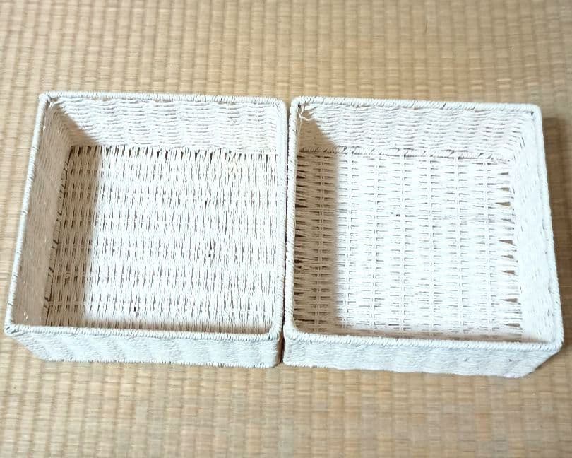 白家具　花柄　チェスト　バスケット　収納　籠