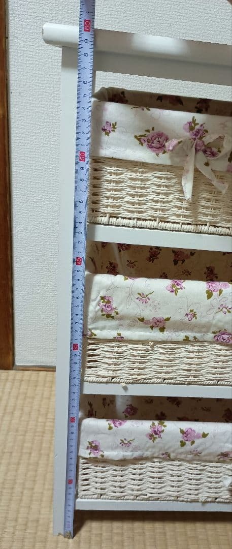 白家具　花柄　チェスト　バスケット　収納　籠