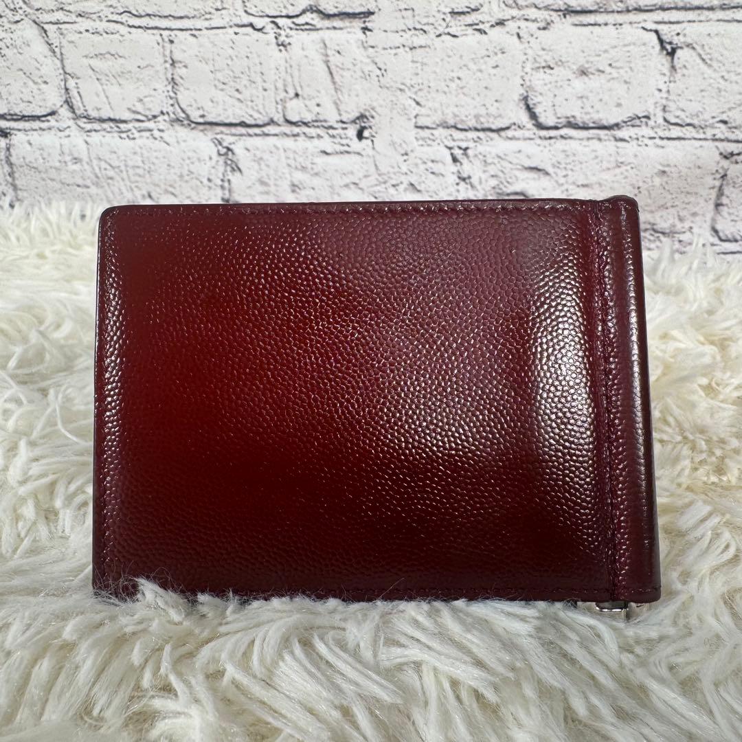 希少カラー サンローラン SaintLaurentマネークリップ ボルドー