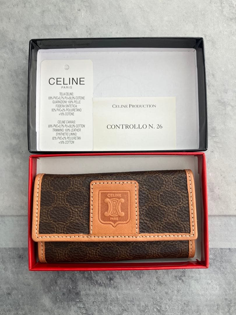 【箱付】CELINE マカダム柄 キーケース