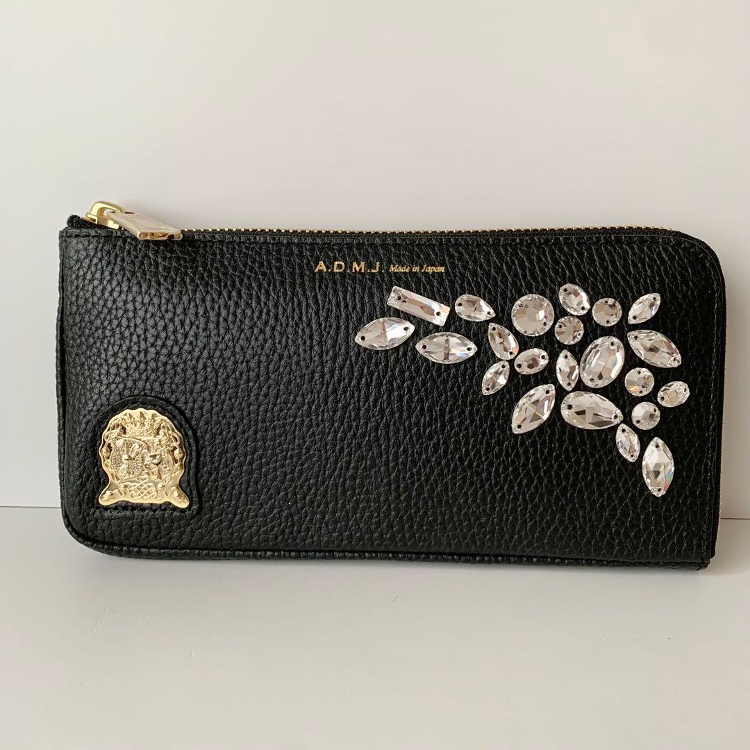 【A.D.M.J.】ADMJ L字ファスナー　ウォレット　スワロフスキー　新品
