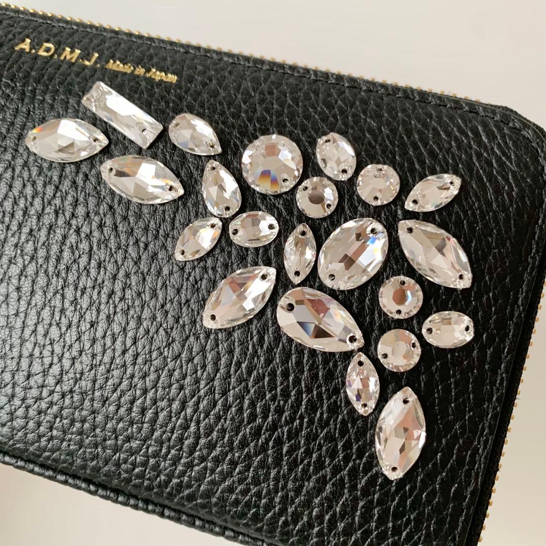 【A.D.M.J.】ADMJ L字ファスナー　ウォレット　スワロフスキー　新品