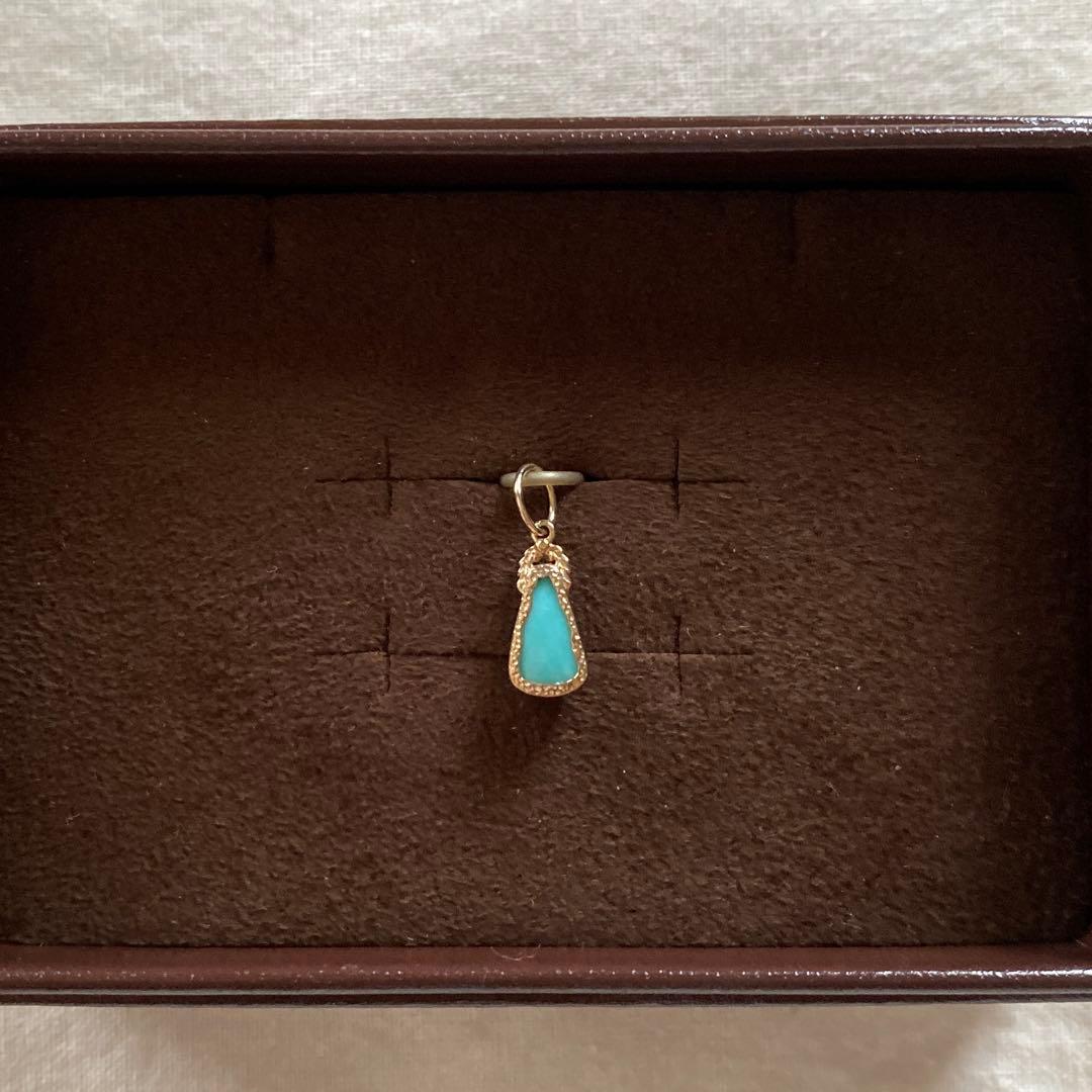 美品 agete K10ターコイズ ルチルクォーツ ダブレットチャーム