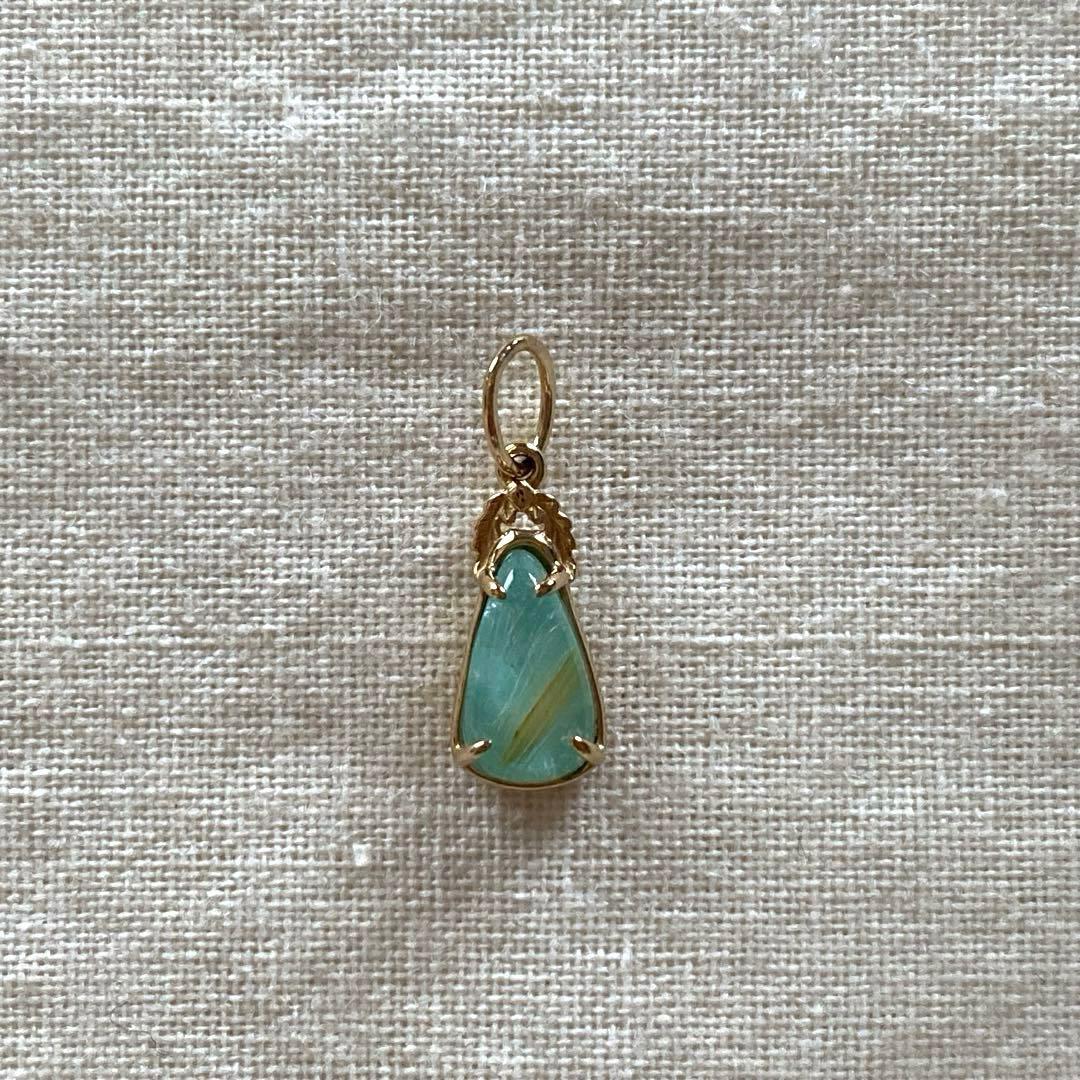 美品 agete K10ターコイズ ルチルクォーツ ダブレットチャーム