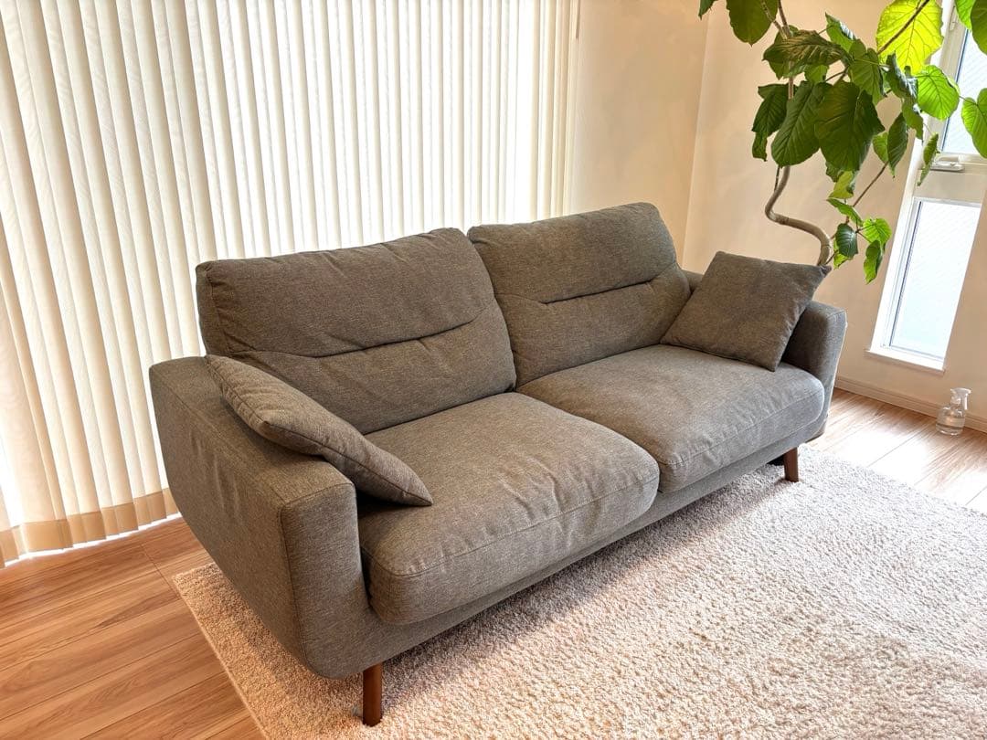 【美品,ニトリ】モダン グレー 2人掛けソファ
