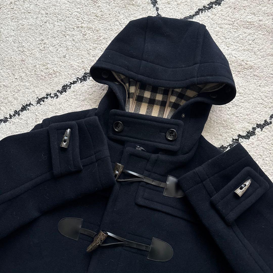 未使用級　バーバリーロンドン　ダッフルコート　ノバチェック　ネイビー　LLサイズ