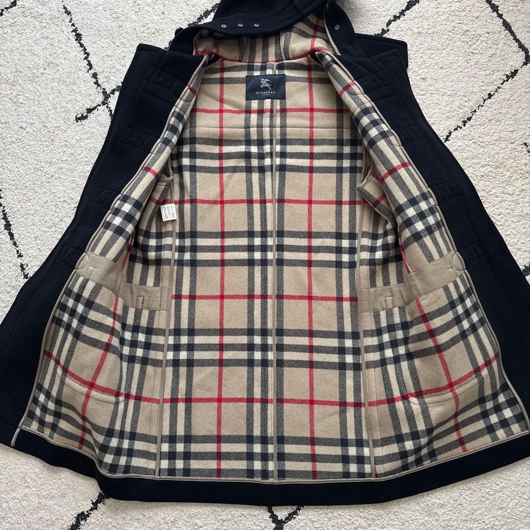 未使用級　バーバリーロンドン　ダッフルコート　ノバチェック　ネイビー　LLサイズ