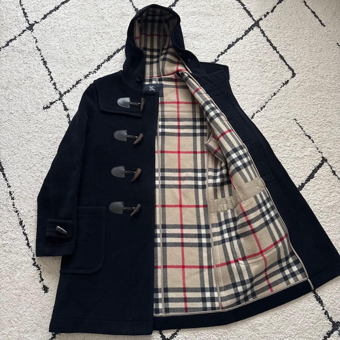 未使用級　バーバリーロンドン　ダッフルコート　ノバチェック　ネイビー　LLサイズ