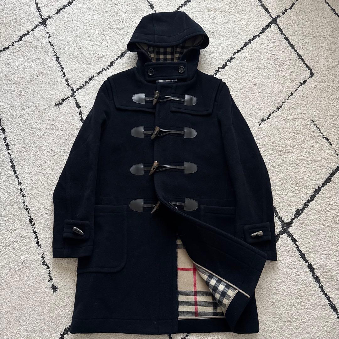未使用級　バーバリーロンドン　ダッフルコート　ノバチェック　ネイビー　LLサイズ
