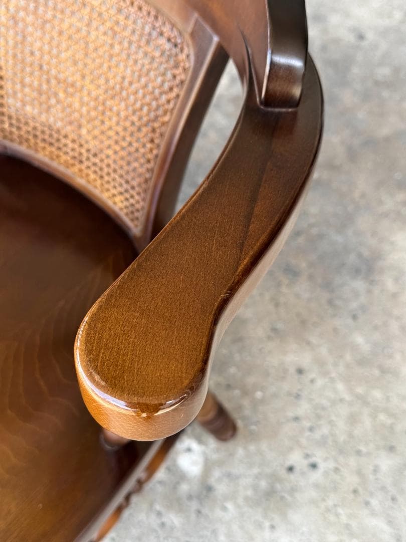 【良品】 キツツキ/アームウィンザーチェア_A　飛騨産業　籐タイプ　ヴィンテージ