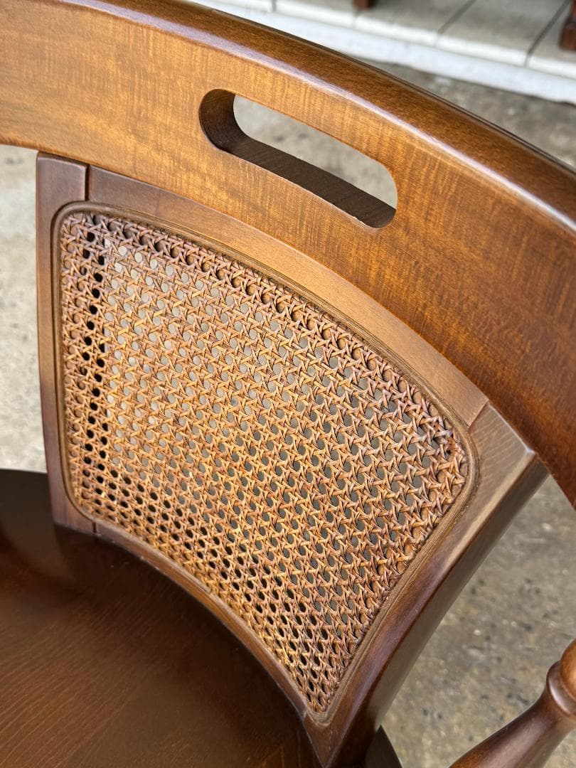 【良品】 キツツキ/アームウィンザーチェア_A　飛騨産業　籐タイプ　ヴィンテージ