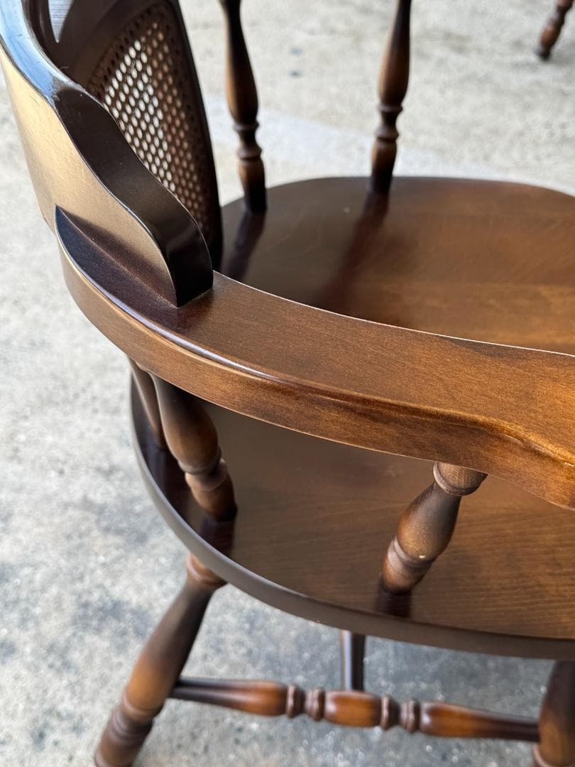 【良品】 キツツキ/アームウィンザーチェア_A　飛騨産業　籐タイプ　ヴィンテージ