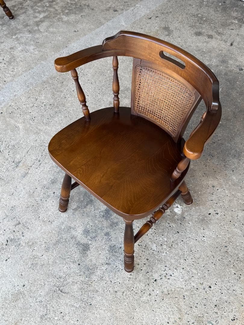 【良品】 キツツキ/アームウィンザーチェア_A　飛騨産業　籐タイプ　ヴィンテージ