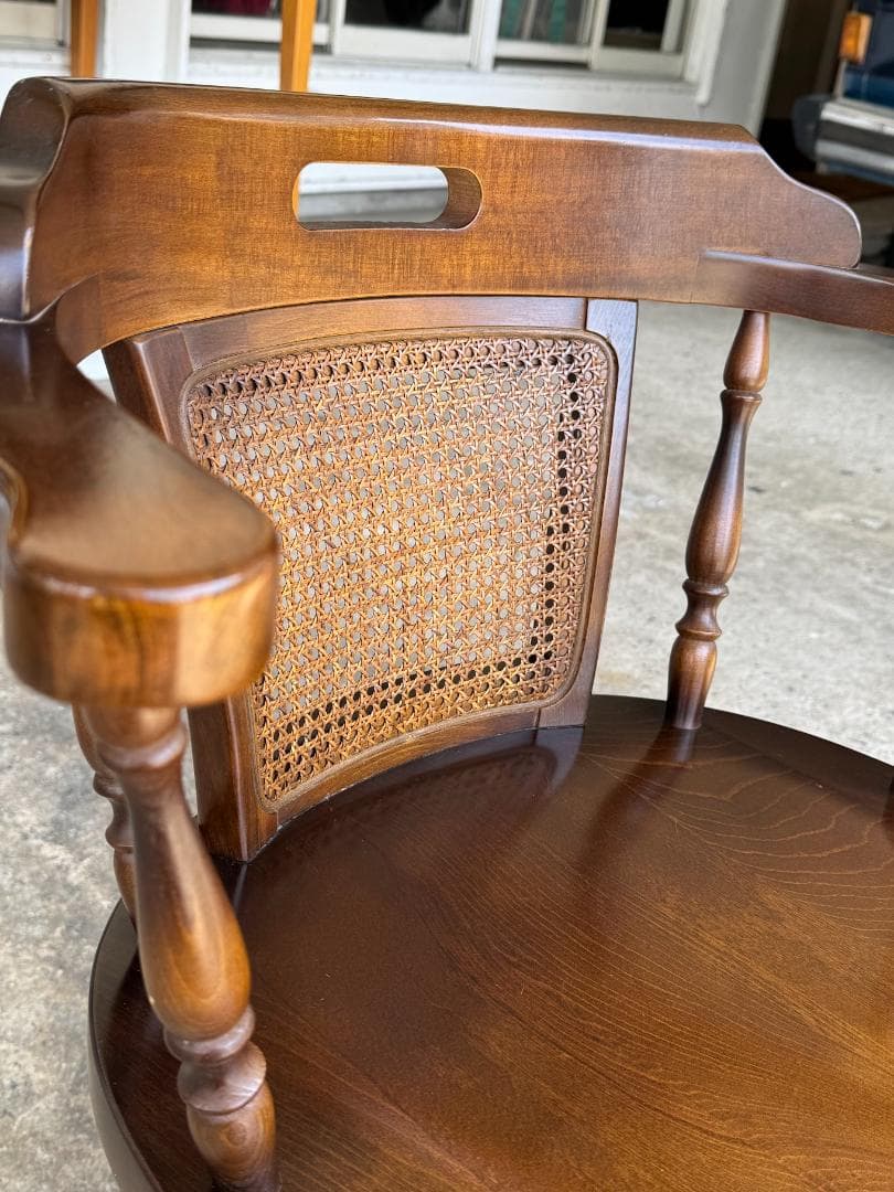 【良品】 キツツキ/アームウィンザーチェア_A　飛騨産業　籐タイプ　ヴィンテージ