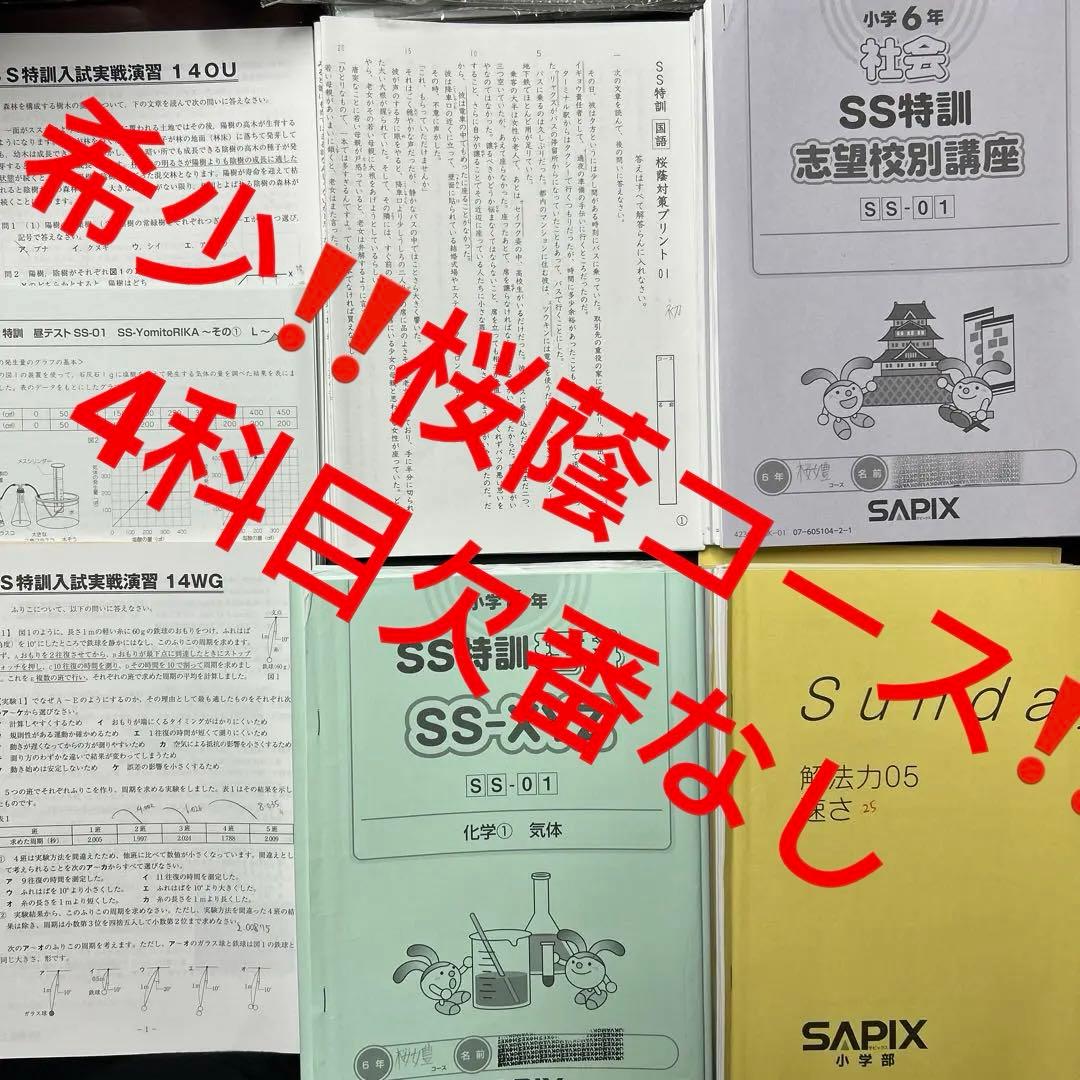 ㉓や　サピックス　SAPIX SS特訓入試模擬演習シリーズ　桜蔭コース　4科目