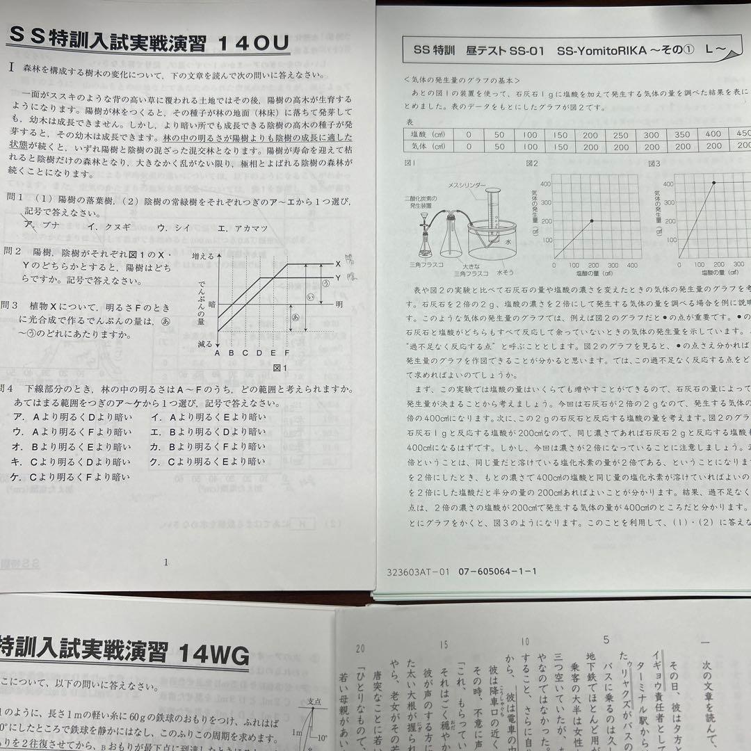 ㉓や　サピックス　SAPIX SS特訓入試模擬演習シリーズ　桜蔭コース　4科目