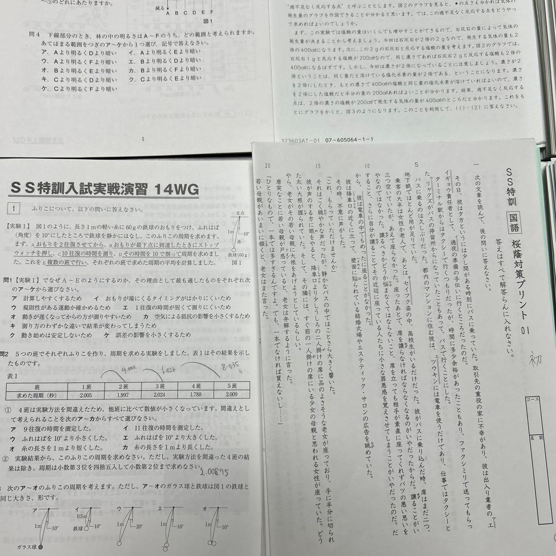 ㉓や　サピックス　SAPIX SS特訓入試模擬演習シリーズ　桜蔭コース　4科目