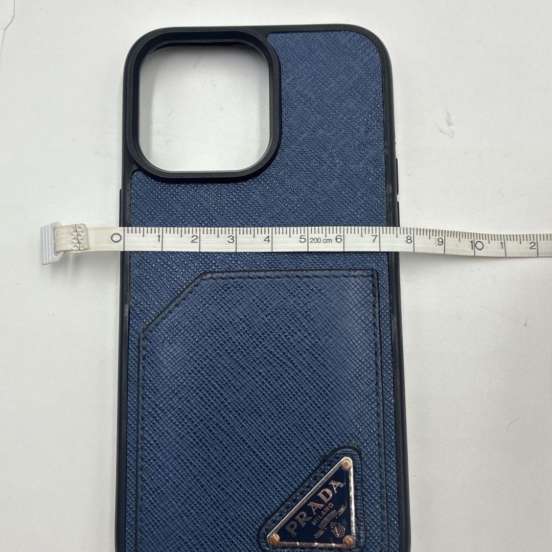 美品 プラダ iPhone14Pro スマホケース サフィアーノレザー 三角ロゴ