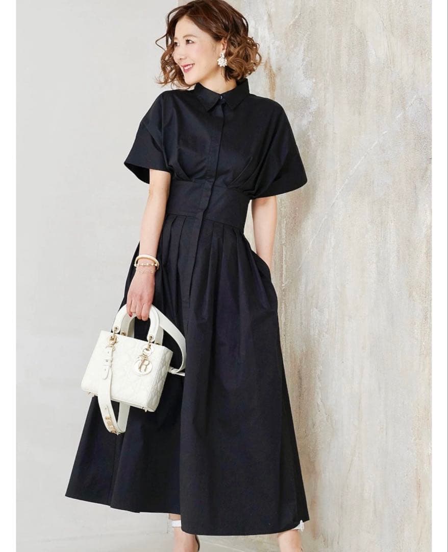 美品✨オブリ シャツワンピース ドルマンスリーブ コットン ブラック 0