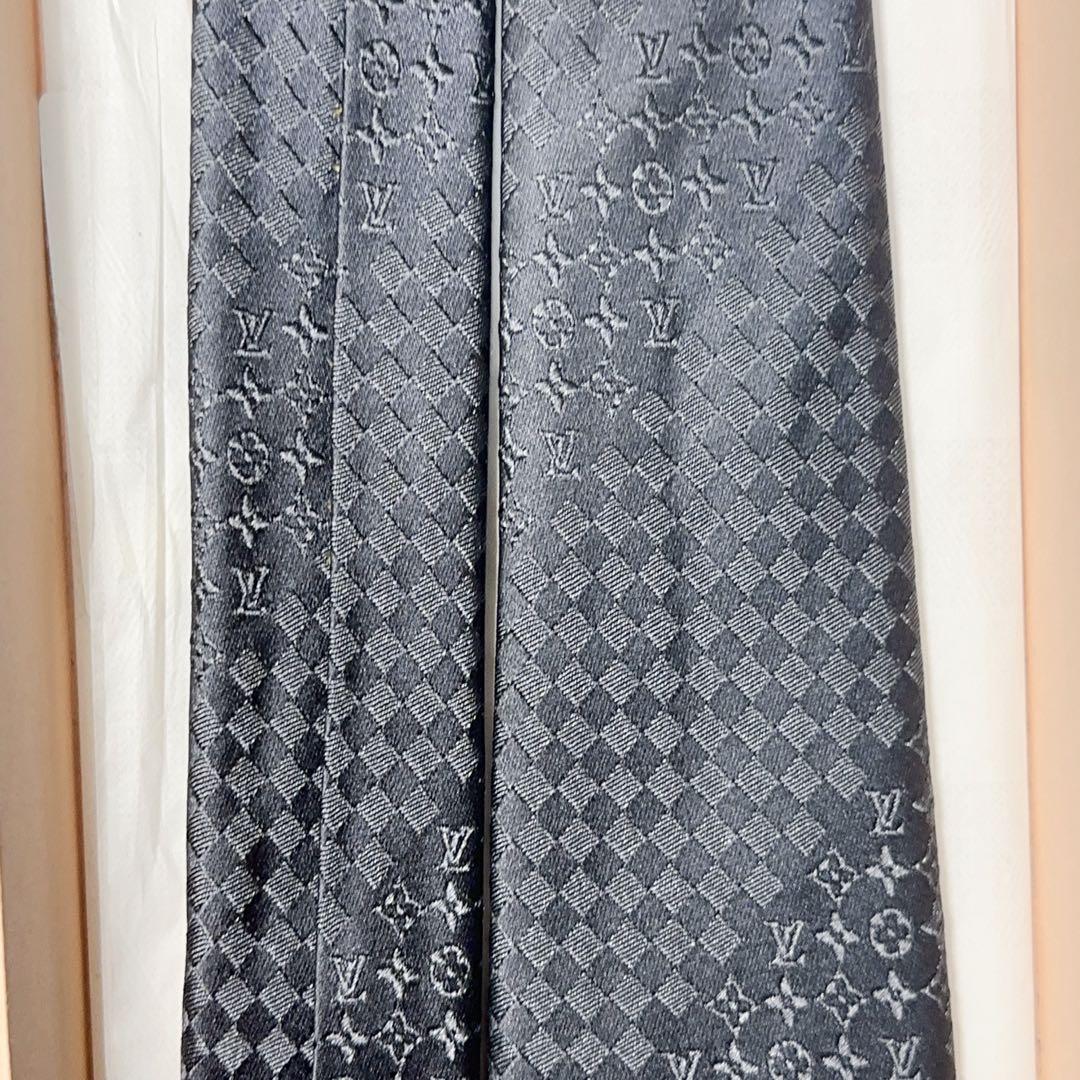 LOUIS VUITTON ルイヴィトン ネクタイ モノグラムダミエ ブラック