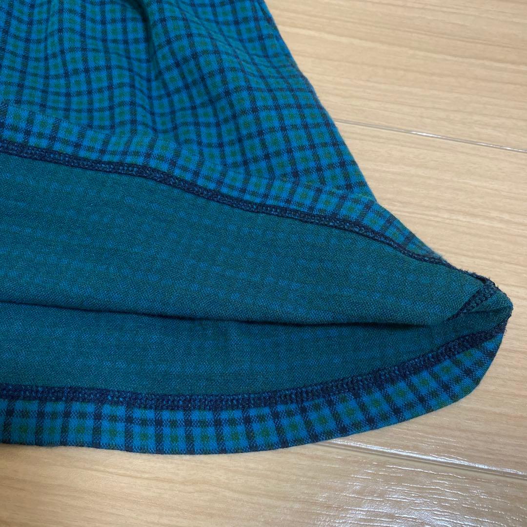 familia ファミリア　美品　ワンピース　テリア　青　チェック　100cm