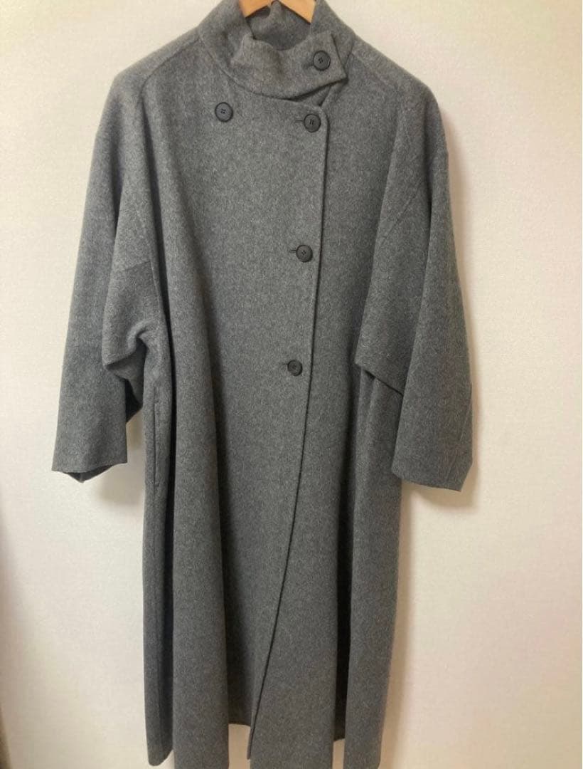 ETRE TOKYO スタンドカラーリバーロングコート GREY Mサイズ
