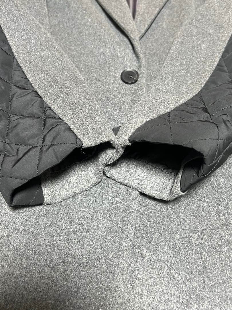 《ANIECA》アニーカ　キルティングロングコート　ゆったりデザイン　ウール混