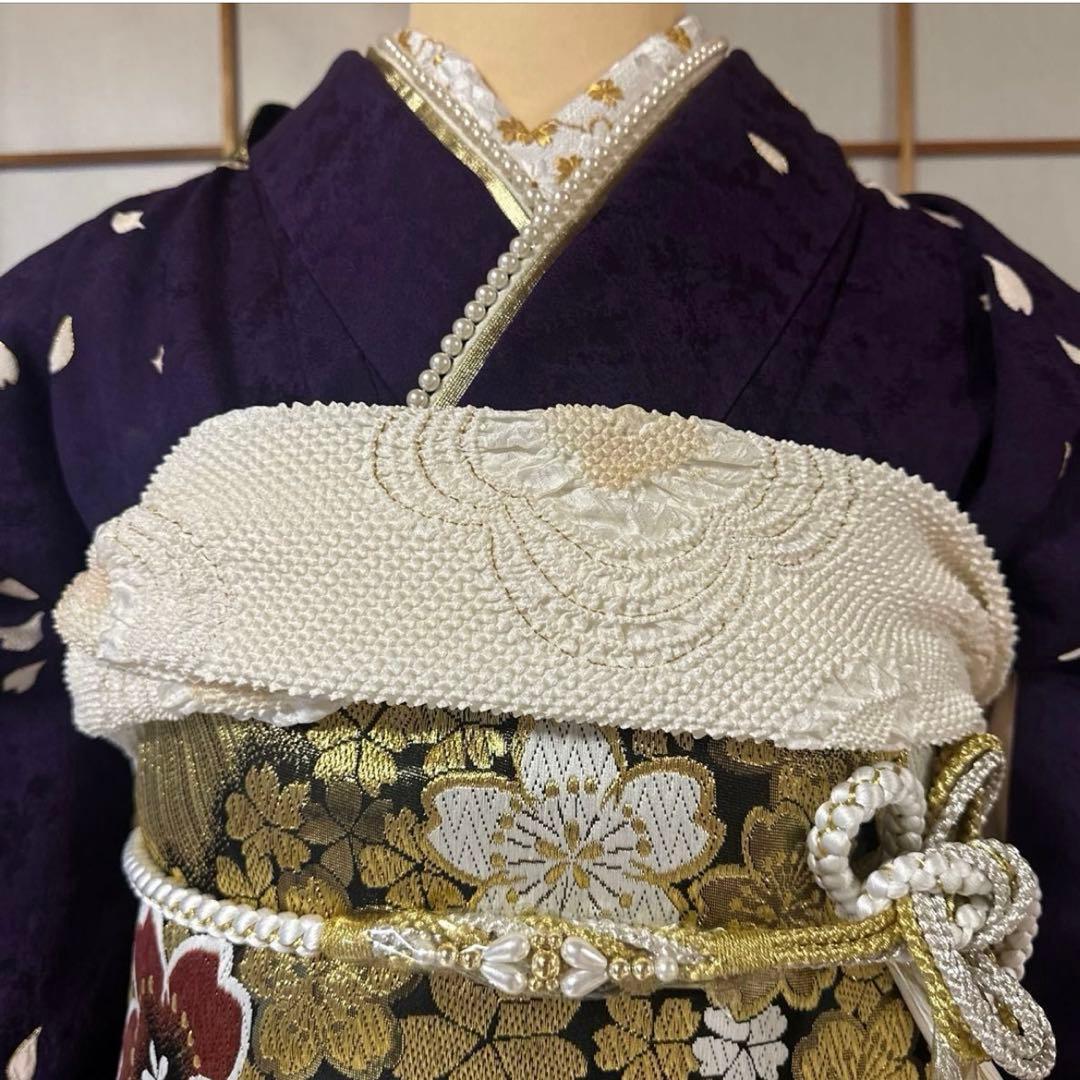 夜桜♡豪華刺繍 振袖フルセット 濃紫 枝垂れ桜 Sサイズ 成人式 小柄な方